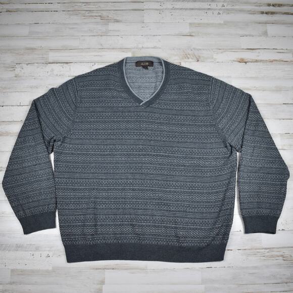 Tasso Elba gray pattern lightweight cotton pullover drapey sweater Men's xlarge - Picture 1 of 7